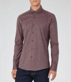 Reiss Rouge - Mens Melange Weave Shirt In Red, Size S