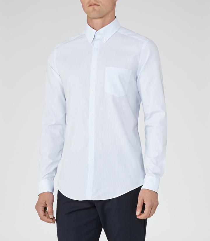 Reiss Jaks - Striped Oxford Shirt In Blue, Mens, Size Xs