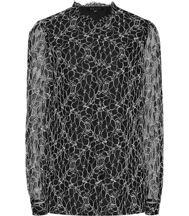 Reiss Loir - Womens Lace Contrast-back Top In Black, Size 4
