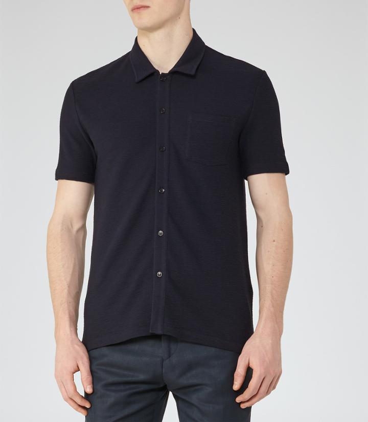 Reiss Albert - Button Through Shirt In Blue, Mens, Size Xs