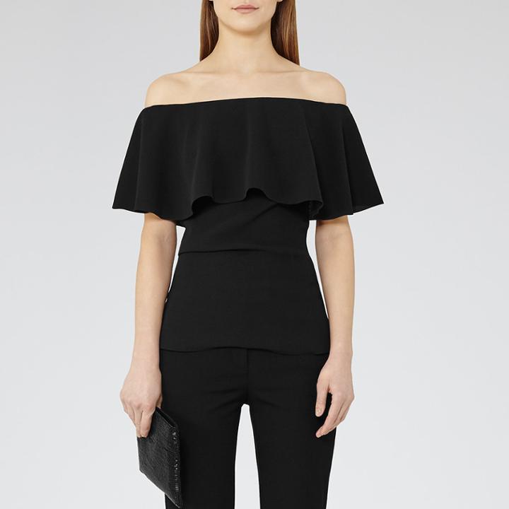 Reiss Balmer - Womens Off-the-shoulder Top In Black