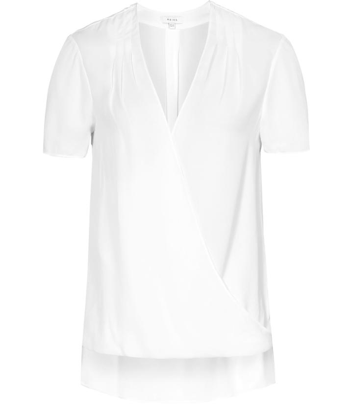 Reiss Bella - Womens Plisse-detail Wrap Top In White, Size 4