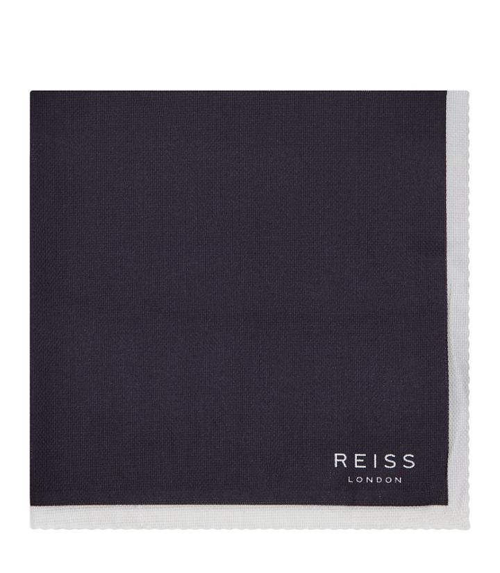 Reiss Alform - Mens Piped Pocket Square In Blue