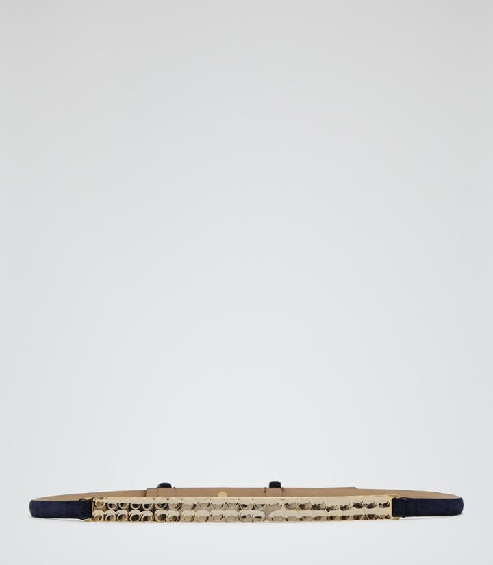 Reiss Pascalle - Womens Skinny Suede Belt In Blue, Size M