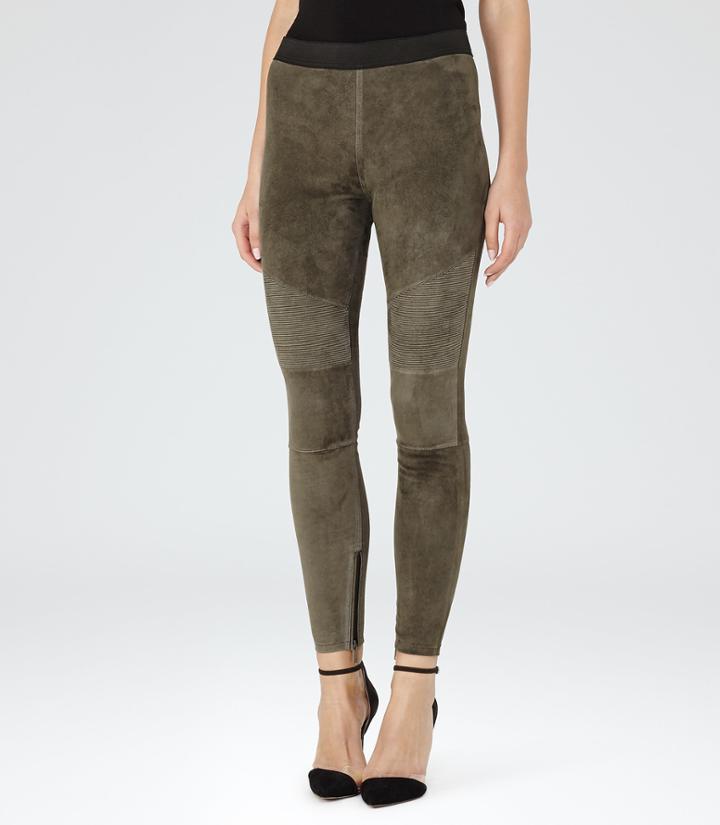 Reiss Felice Suede - Womens Suede Biker Leggings In Blue, Size 8