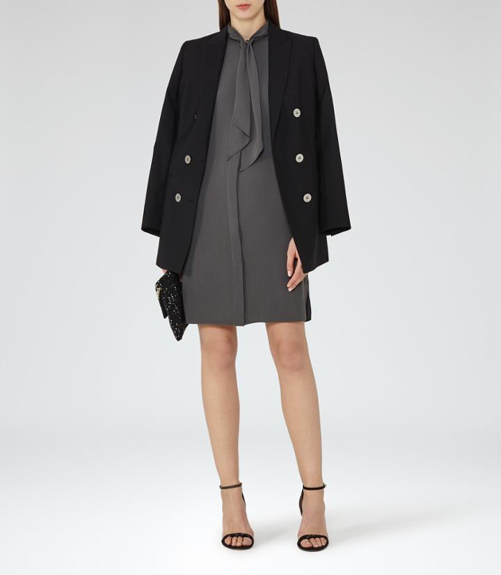 Reiss Hue - Womens Shift Shirt Dress In Grey, Size 4