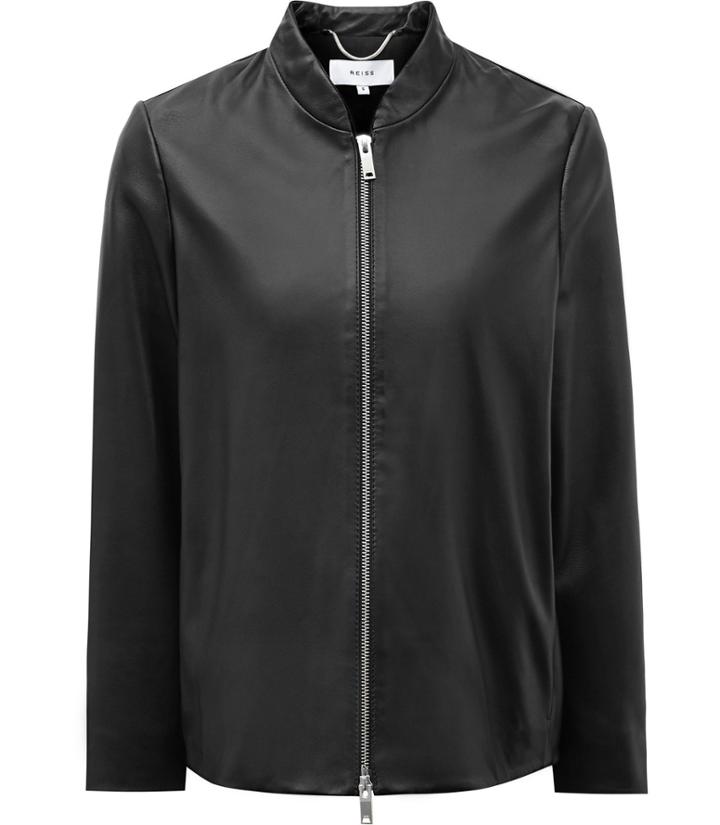 Reiss Beau - Womens Cropped Leather Jacket In Black, Size Xs