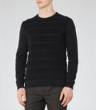 Reiss Dale - Textured Crew-neck Jumper In Blue, Mens, Size Xs