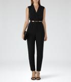Reiss Summer - Womens Wrap-front Jumpsuit In Black, Size 6