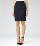 Reiss Indi Skirt - Womens Textured Pencil Skirt In Blue, Size 6