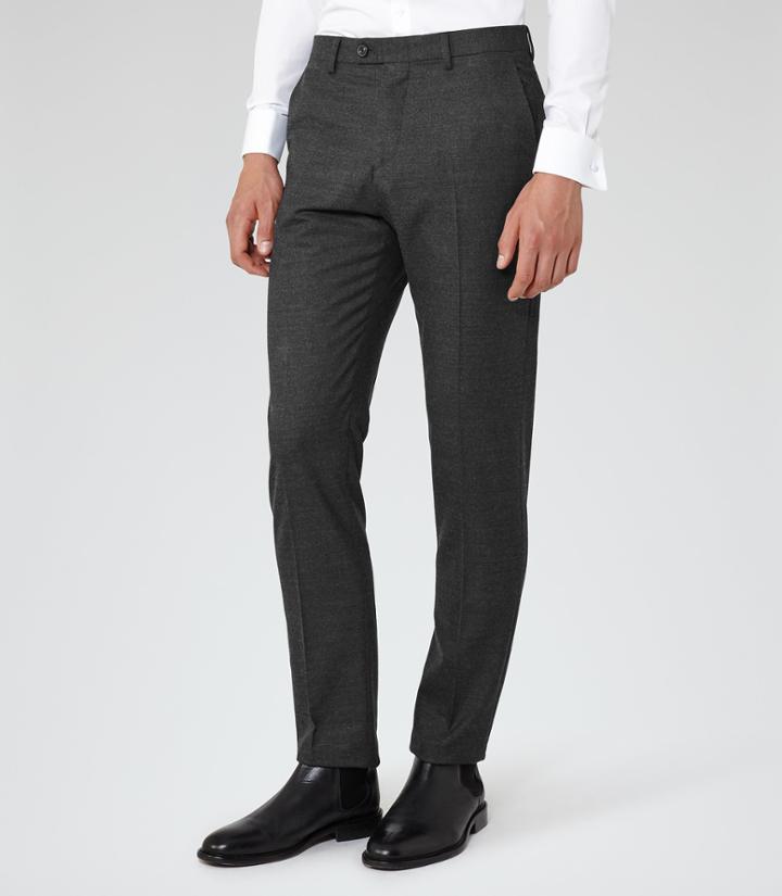 Reiss Hudson - Mens Brushed Tailored Trousers In Grey, Size 30