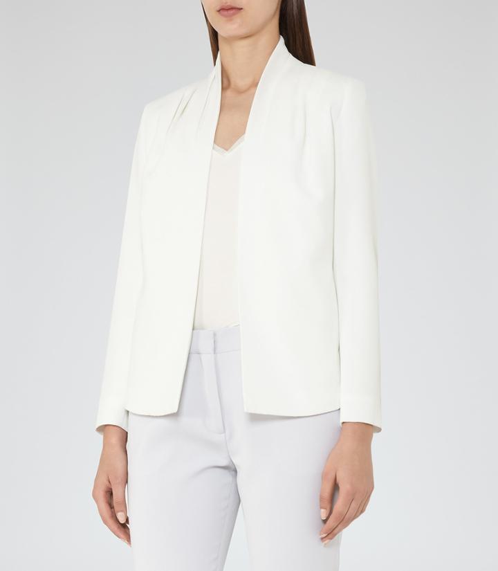 Reiss Sancia - Womens Open-front Jacket In White, Size 4