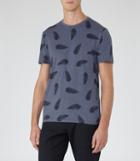 Reiss Heather - Mens Feather Print T-shirt In Blue, Size S