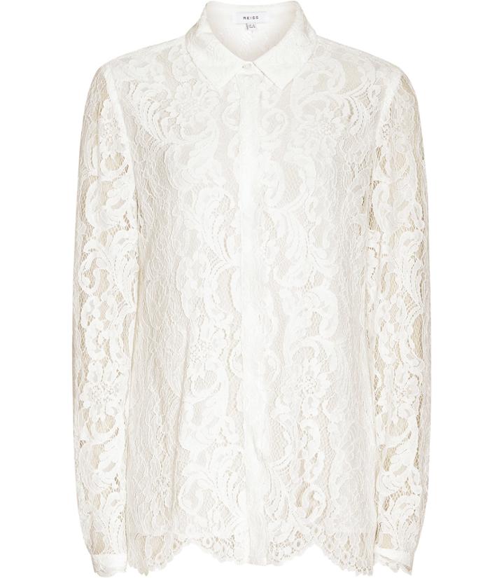 Reiss Yasmina - Womens Lace Blouse In White, Size 4
