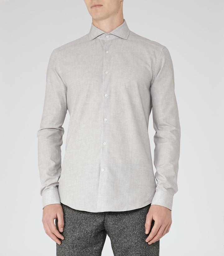 Reiss Figo - Mens Spread Collar Shirt In Grey, Size S