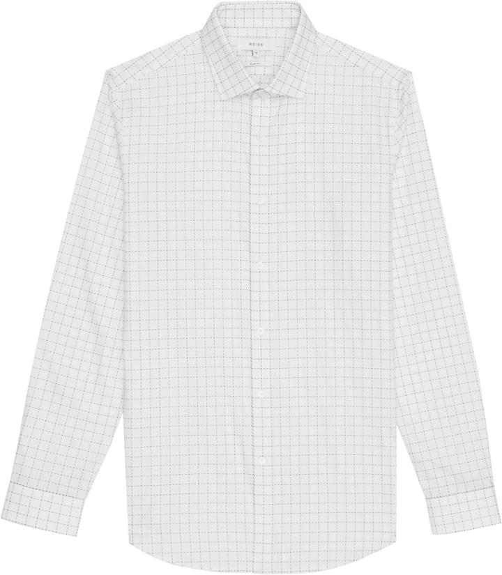 Reiss Spur - Mens Grid Check Shirt In White, Size M