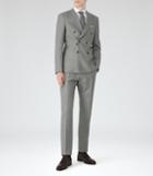 Reiss Lieutenant - Mens Herringbone Peak Lapel Suit In Grey, Size 36