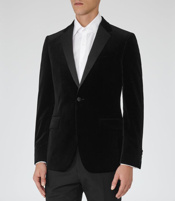 Reiss Maximus - Mens Velvet Blazer In Black, Size 36