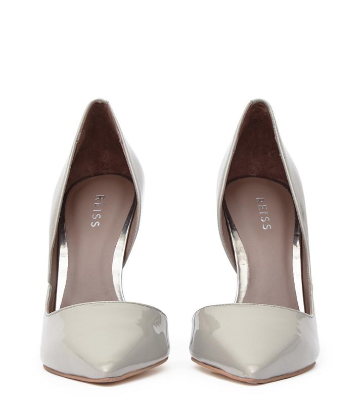 Reiss Dione Patent - Womens Curved Point-toe Shoes In Grey, Size 3