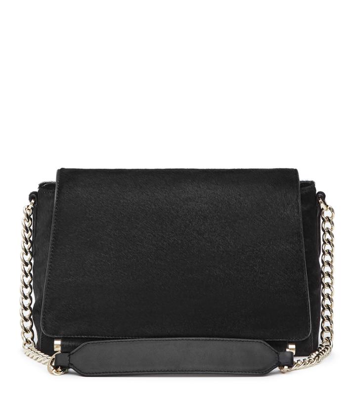 Reiss Sahara - Womens Calf-hair Shoulder Bag In Black, Size One Size