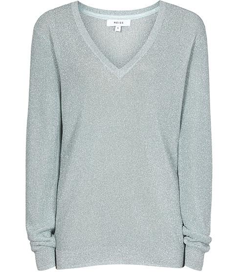 Reiss Estee Metallic V-neck Jumper
