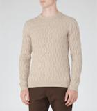 Reiss Panther - Mens Cable Knit Jumper In Brown, Size S