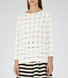 Reiss Burton - Womens Check-stitch Top In White, Size S