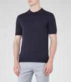 Reiss Manor - Merino Wool Polo Shirt In Blue, Mens, Size S
