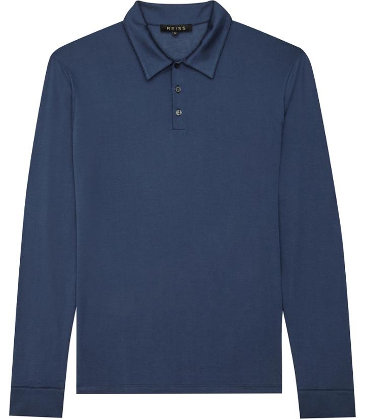 Reiss Elmore - Mens Mercerised Cotton Polo In Blue, Size S