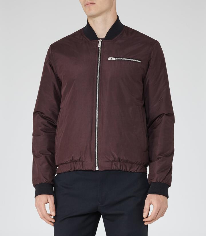 Reiss Bert - Mens Technical Bomber Jacket In Red, Size S