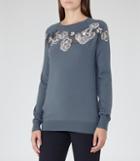 Reiss Amelia - Embroidered Jumper In Blue, Womens, Size S