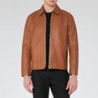 Reiss Dauphine - Mens Collared Leather Jacket In Brown