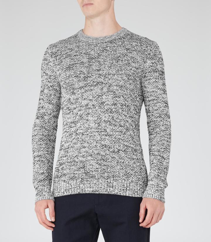 Reiss Turbine - Mens Flecked Jumper In Black, Size S