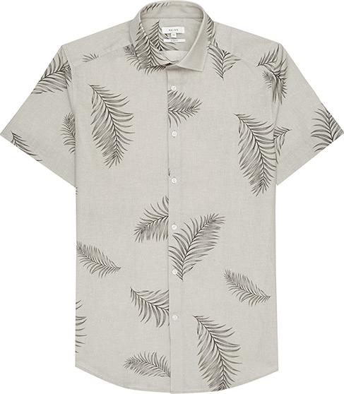 Reiss Feather Printed Short Sleeve Shirt