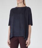 Reiss Jessie - Womens Cupro-front Top In Blue, Size S