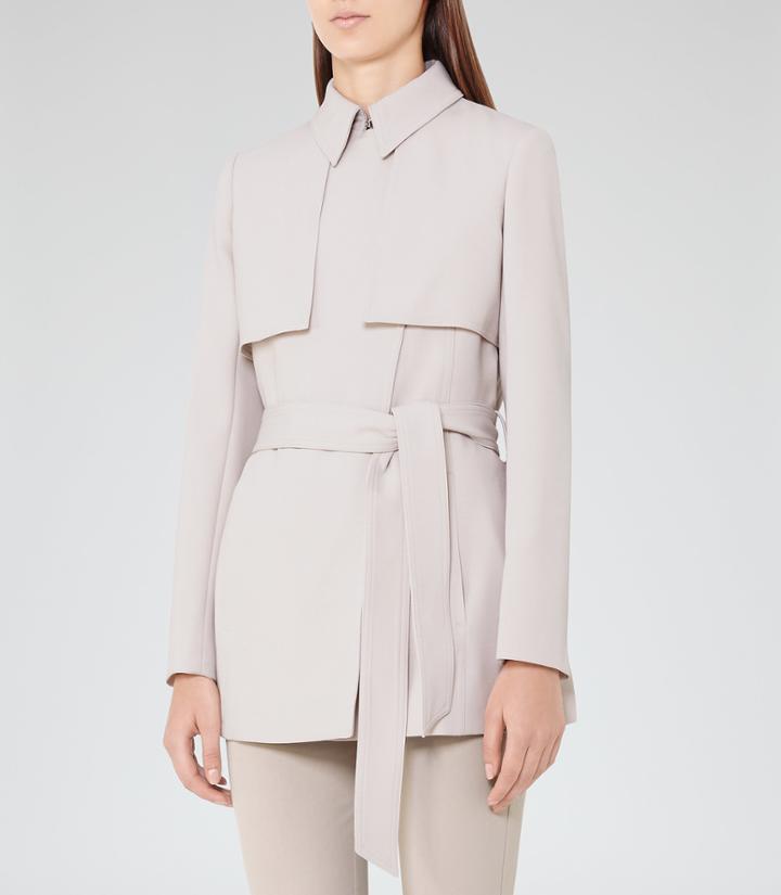 Reiss Lester - Womens Cropped Trench Coat In Brown, Size 4
