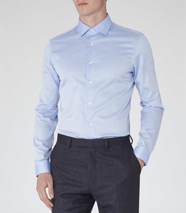 Reiss Steer - Mens Slim-fit Shirt In Blue, Size Xl