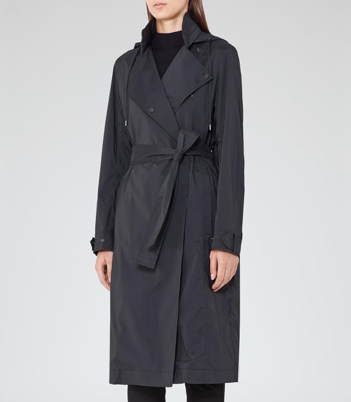 Reiss Pisa - Womens Trench Coat In Blue, Size 4