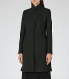 Reiss Karsen - Womens Pleat-detail Coat In Green, Size 6