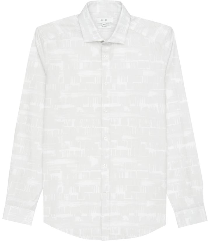 Reiss Striker - Mens Tonal Print Shirt In Grey, Size M