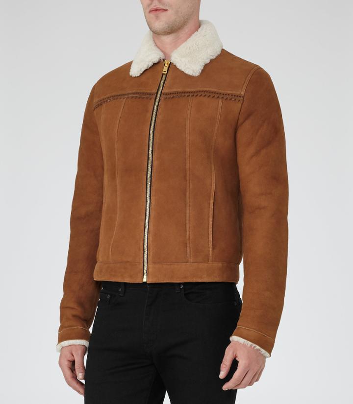 Reiss Phoenix - Mens Shearling Jacket In Brown, Size S