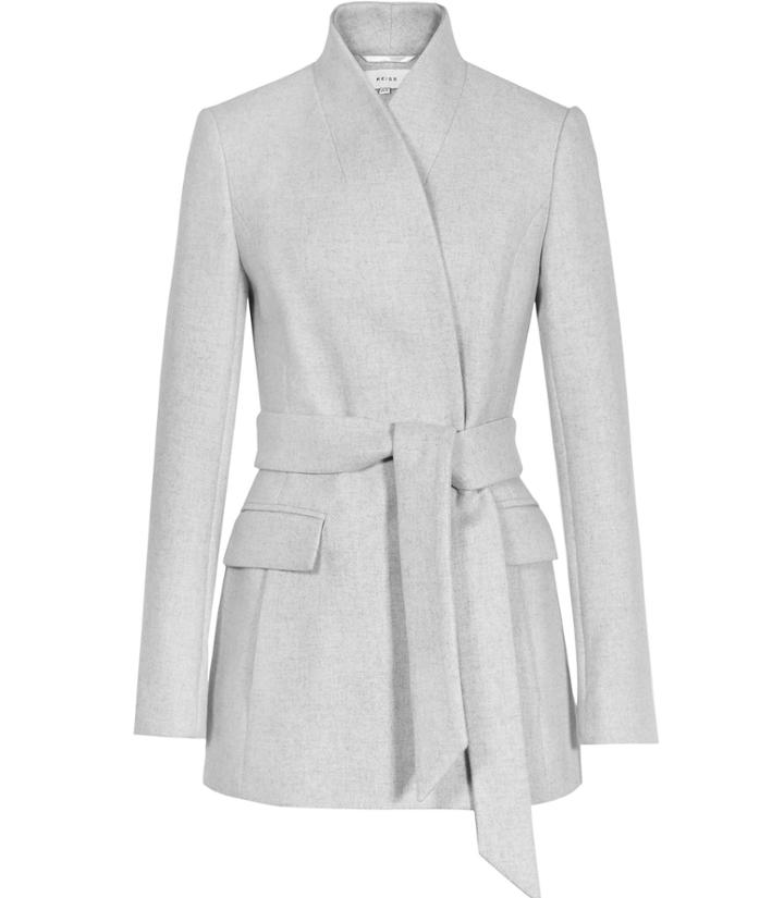 Reiss Neya - Wrap Coat In Grey, Womens, Size 0