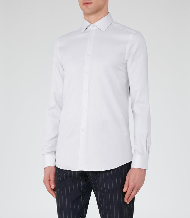 Reiss Fofana - Mens Textured Weave Shirt In Grey, Size Xs