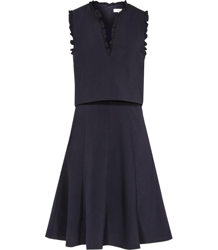Reiss Braida - Womens Frill-detail Dress In Blue, Size 4
