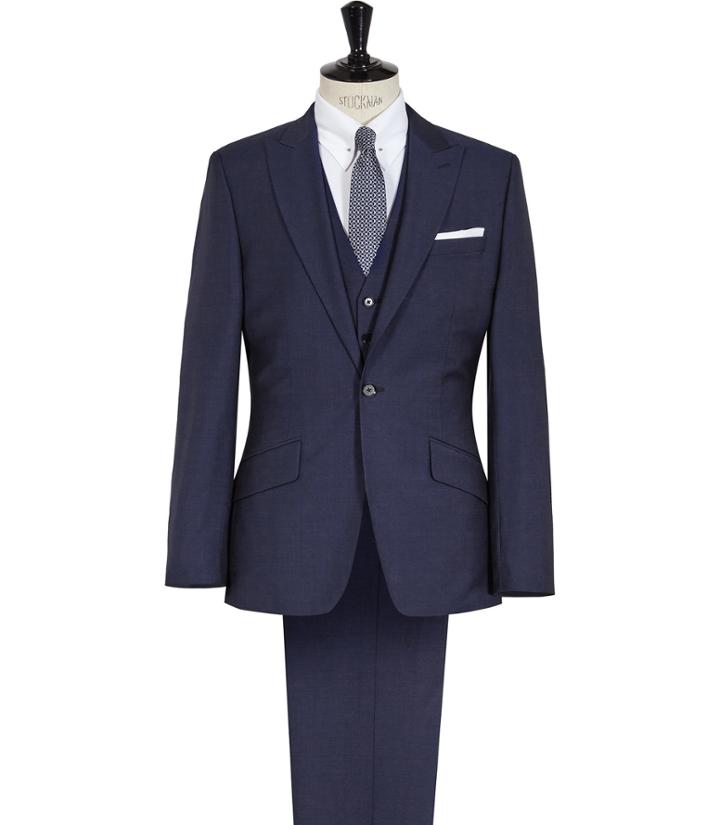 Reiss Venice - Mens Classic Fit 3-piece Suit In Blue, Size 36