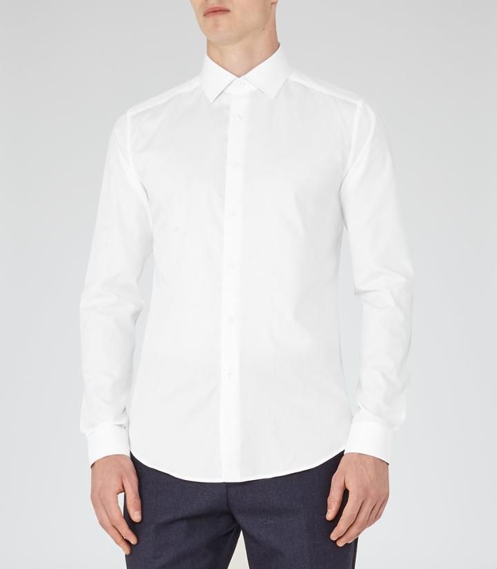 Reiss Wheeler - Mens Slim-fit Shirt In White, Size Xs