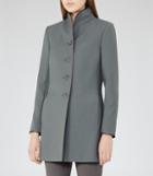 Reiss Bell - Satin-edge Coat In Green, Womens, Size 4