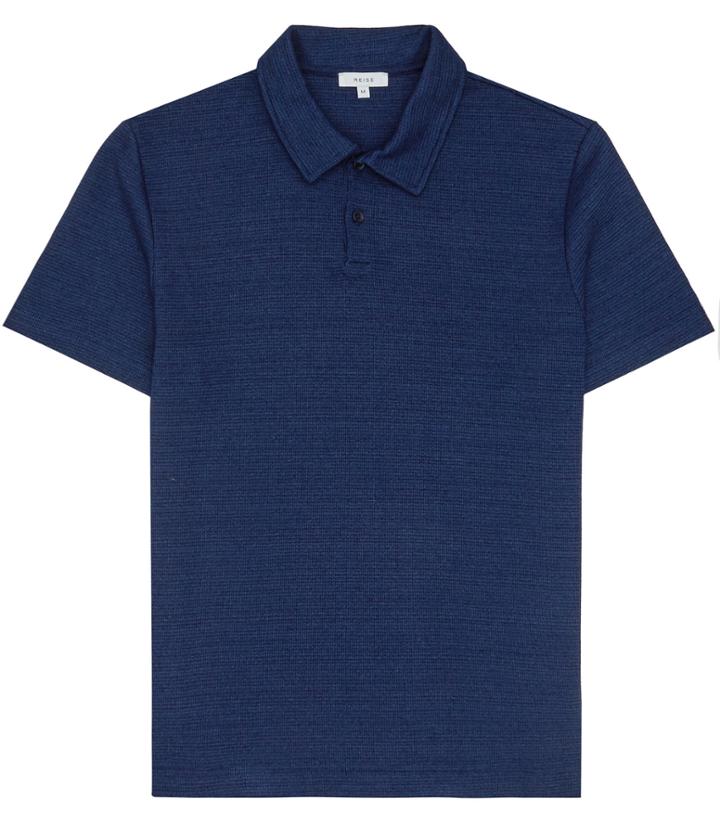 Reiss Anton - Mens Textured Polo Shirt In Blue, Size Xs