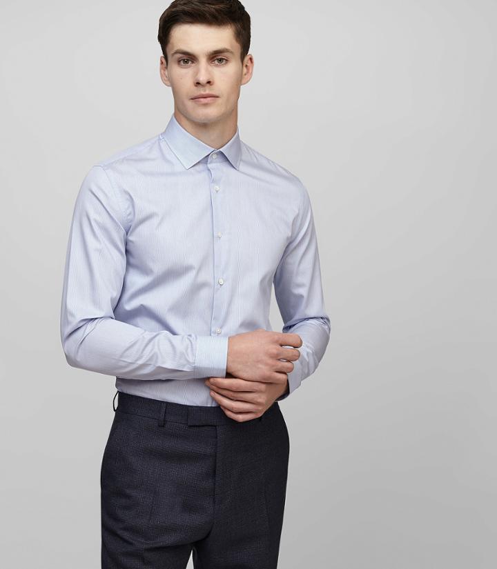 Reiss Osvaldo - Slim Fine Stripe Shirt In Blue, Mens, Size Xs