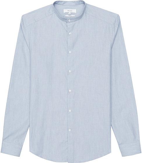 Reiss Newport Textured Grandad Collar Shirt